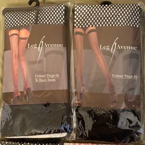 2  NEW PAIRS BLACK LEG AVENUE FISHNET THIGH HI W/ OR W/OUT BACK SEAM STOCKING